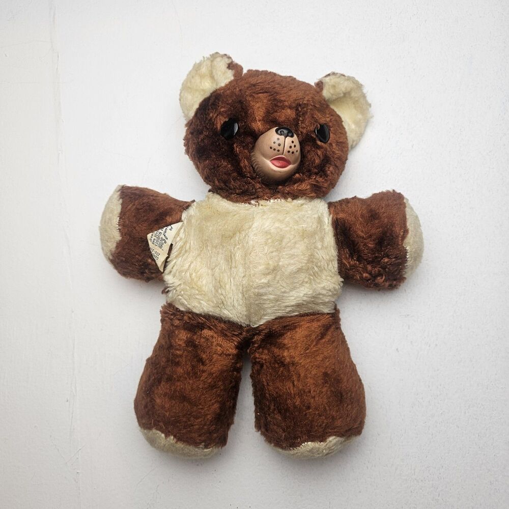 VINTAGE 1950s CUBBI GUND BROWN STUFFED TEDDY BEAR hard snout foam rubber stuffed